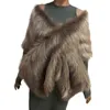 Faux Fur Coat Kvinnor Ponchos och Capes Bridal Shawl Cape Fluffy Vest Coats Kvinnor Abrigo Mujer Fourrure Nya vinterrockar