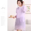 Women Floral Waterproof Long Sleeve Kitchen Cooking Baking Apron Working Smock Home Cooking Apron