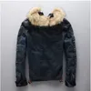 Roupas de lã Collar Men Denim Jacket Brasão Men Outwear Fur Denim jaqueta grossa quentes roupas Plus Size S-4XL jaquetas masculinas