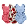 Kids Clothes Baby Floral Printed Ruffle Rompers Love Heart Jumpsuits Infant Summer Sleeveless Onesies Bodysuit Boutique Climb Clothes CYP471