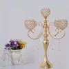 Neueste hohe 5-armige goldene Metallkandelaber mit Anhängern, romantischer Hochzeitstisch-Kerzenhalter, Heimdekoration, decor00028