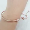 Womens Rose Gold Slider Charm Bracelet Wedding designer Jewelry with Original Box For pandora Real Silver girlfriend Gift Snake Chain Bracelets