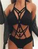 Fashion sexy elastic band jumpsuit female Goth Lingerie Elastic Harness cage bra cupless lingerie Bondage Body elastic harness belt