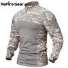 Refreire Gear Tactical Combat Shirt Men Bomull Militär Uniform Kamouflage T Shirt Multicam US Army Clothes Camo Långärmad tröja V191022