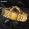 BOAMIGO Brand Watches Military Men Sport Watches Auto Date chronograph gold Steel Digital Quartz Wristwatches Relogio Masculino LY191213