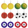 Fashion Sports Ball Print Teardrop Dangle Leather Earrings Basketball Vollyball Evil Blue Eye Light Weight Round Sports Dangle Ear for Lady