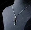 Hot Sale New style zircon personalized Cross Pendant LARGE PENDANT personality trendy men's Necklace gold silver jewelry