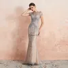 2020 Sexy Luxury Illusion Robes de soirée Sirène cristaux perlets longs Formet Trumpet Prom Prom Wear Robe Pageant 99356 Vestido9455870
