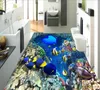 PVC Self Adhesive Waterproof 3D Floor Murals Underwater world karst tropical fish Photo Sticker Bathroom living room bedroom Home Decor