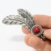 Hot Sale fashion Stainless Steel Feather Pendant Necklace With Red Stone Leaf Jewelry Men's Feather Pendant