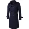 Herfst Mens Trench Coats Lange Sportjassen Slanke Mannelijke Mode Jassen Windjack Effen Kleur Uitloper