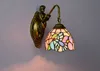 Retro tiffany vägglampa vintage målat glas vägglampor blommor och fjäril vardagsrum matsal sovrum gång ljus balkon237c