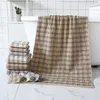 Simple Lattice Soft Absorbent Thick Cotton Towel Bath Towel Set of Three292L