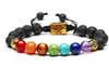 Yoga fait à la main 7 Chakra arbre de vie Bracelets porte-bonheur pierres de lave multicolore perles corde Bracelet femmes hommes Bracelets Bracelets