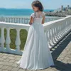 Long Chiffon Flower Girl Dresses Bridesmaid Party Prom Dresses A-Line Lace Girls Pageant Gowns White First Communion Dress