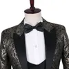 2020 New Design Black Gold Floral Slim Fit Men Double Breasted Vest Suit Wedding Groom Suit Man Prom Tuxedo Bridgroom275Q
