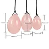 3pcs de cuarzo de rosa natural yoni huevos de jade perforados cuerdas de bola de jade kegel ejercicio de músculo pélvico endurecimiento vaginal masaje de cuerpo 8410486