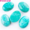 WOJIAER Natural Amazonite GemStone Beads Oval Cabochon CAB No Drill Hole 18x25x7mm necklace Jewelry Making Accessories U8078