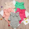 5 colori Baby Girl Pagliaccetto Kid Boutique Abbigliamento Toddler Solid Tuta a maniche lunghe Tuta increspato Abiti autunnali carini M662