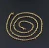 Hip Hop 18K Gold Plated Stainless Steel 3MM Twisted Rope Chain Women's Choker Necklace for Men Hiphop Jewelry Gift in Bulk GB1187