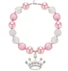 Belle Bubblegum Perle Collier Pendentifs Couronne Cristal Coeur Charmes Princesse Perlé Collier pour Enfants Filles Mix En Gros