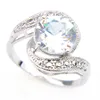 Anelli di zirconi bianchi a taglio rotondo placcati in argento sterling Luckyshine 925 per anelli di fidanzamento per matrimoni da donna Spedizione gratuita