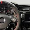 Housse de volant de voiture en cuir de Fiber de carbone daim noir pour Volkswagen VW Golf 7 Mk7 Touran Up nouvelle Polo Jetta Passat B8 Tiguan246J