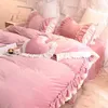 Romantische Spitze Prinzessin Betten Anzüge Quilt Cover 4 Bilder Rüschen Bettwäschesets Lieferungen Home Textiles