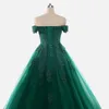 2020 Abiti da ballo verde smeraldo di moda con maniche in rilievo Abito da sera con applicazioni di perline in pizzo Abiti da sposa Abito per occasioni speciali