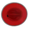 Cloches HanXi 2023 Chapeau à fond rouge Femmes Feutre Fedoras Mode Patchwork Imitation Laine Jazz Cap Plat Bord Panama Trilby Caps229m