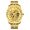 Wlisth Watch Men en relief Hollow Dragon Wristwatch non mécanique Men039s Watch Full Steel Gold Quartz Male Clock Erkek Kol SAA3461049