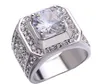 Bague pour homme bijoux hip hop Zircon glacé bagues de luxe Cut Topaz CZ Diamond Full Gemstones Men Wedding Band Ring mode Jewellry