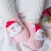 12 Styles Infant Christmas Plush Socks Baby Xmas Newborn Anti Slip Sock Cartoon 3D Deer Bear Winter Warm Floor Socks Kids Clothing M659