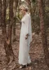 Fairy Kant Vintage in Woods Trouwjurken met lange mouwen V-hals Volledige lengte Land Boho Bridal Jurk Rue de Seine CG01