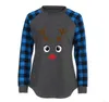 Plaid Shirts Girls Patchwork Christmas Tops Letter Long Sleeve T-shirts O-neck Casual Pullover T-Shirt Girls Truck Tees Blouses Blusas C6927