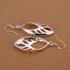 Boucles d'oreilles de riz vides en argent sterling plaqué DJSE231 taille 5,4 * 1,9 cm; Boucles d'oreilles à breloques en argent 925 pour femmes, bijoux à breloques