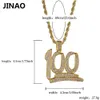 Fashion-Gold Plated 100 Punten Micro Pave Cubic Zircon NecklacesPendant 24 Inch Chain Lengte Hip Hop Rock Ketting Sieraden