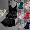 Women's Sleepwear Night Dress Sets Sexy Lace Nightdress Women V-neck Dresses Femme Summer Satin Nightwear Lingerie Female Underwear1