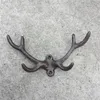 5 Pieces Nature Wall Hook Deer Antlers Cast Iron Bracket Hanger Home Garden Decorations Key Coat Holder Wall Mount Rustic Brown Vi4641746