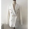 Est landningsdesigner blazer metall knappar sjal krage ull blandar tweed coat mode kvinnor