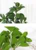 Enda stam pepparmynta blad grenar simulering grön pepparmint träd stammar grön vägg dekorativa konstgjorda grön växt