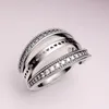 Nieuwe aankomst Clear CZ Diamond Flipping Trouwring Originele doos voor Pandora 925 Sterling Silver Hearts Engagement Rings Set