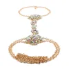 Moda Kobiety Naszyjnik Bodychain Biżuteria Luksusowy Kryształ Rhinestone Kwiat Brzuch Body Złoto Łańcuch Letnie Plaża Biżuteria Akcesoria