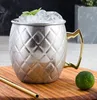 Moscow Mule Mok Roestvrij staal Bier Cup Rose Goud Zilveren Koper Mok Gehammered Copper Geplated Bar Drinkware Drank Mokken Cocktail Glass