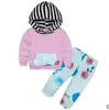 Bebek Giyim Kız Butik Suits Çocuk Moda Giyim Kamuflaj BYP4351 Tops Kıyafetler Yenidoğan Çizgili Çiçek Coat Pantolon Noel Hoodie Pantolon ayarlar