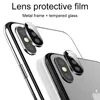 Protezione dello schermo dell'obiettivo della fotocamera per iPhone XS MAX XR X Anello posteriore 3D Custodia posteriore in metallo Custodia protettiva in vetro temperato con confezione
