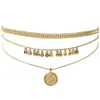 Mode Märke Punk Metal Chain Coin Chokers Halsband för kvinnor Vintage Smycken Guld Kors Hängen Halsband Chunky Necklace