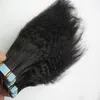 Máquina Feita Remy Tape Cabelo 100% Extensões de Cabelo Humano 40 pcs grosso yaki Fita em extensões de cabelo humano kinky virgem reta brasileira