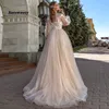 Appliques A-ligne robe de mariée manches lanterne Tulle Boho robes de mariée Vestido De Novia princesse fête