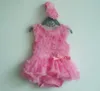 New Pink Baby Girl Onesies Lace Tutu Dresses Newborn Infant Jumpsuit Flowers Fashion Summer Sets Rompers and Headband baby Costume4615849